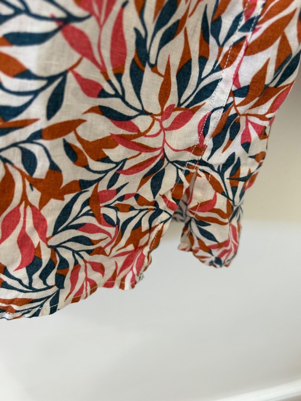 Lands' End A Line Linen Tunic Women’s XL Floral Leaf Print Button Up Resort Wear - Picture 11 of 16